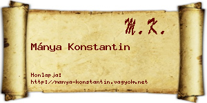 Mánya Konstantin névjegykártya